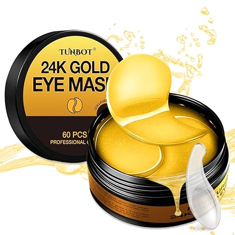 60 Pcs 24K Gold Under Eye Patches, 30 Pairs Under Eye Mask For Dark Circles Puffy Eyes Treatment, Collagen Gel Pads Hydrating For Eye Bags Puffiness Wrinkle, Women Men Beauty Skin Care Products