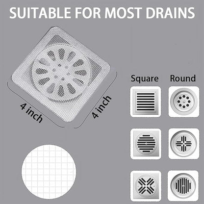 10 Pcs Disposable Bathroom Drain Cover Shower Mesh Sticker Catcher Drain Cover for Bathroom, Kitchen Sink Strainer, Sink Drainer Kitchen Essentials and Kitchen Accessories Items Mesh Strainer